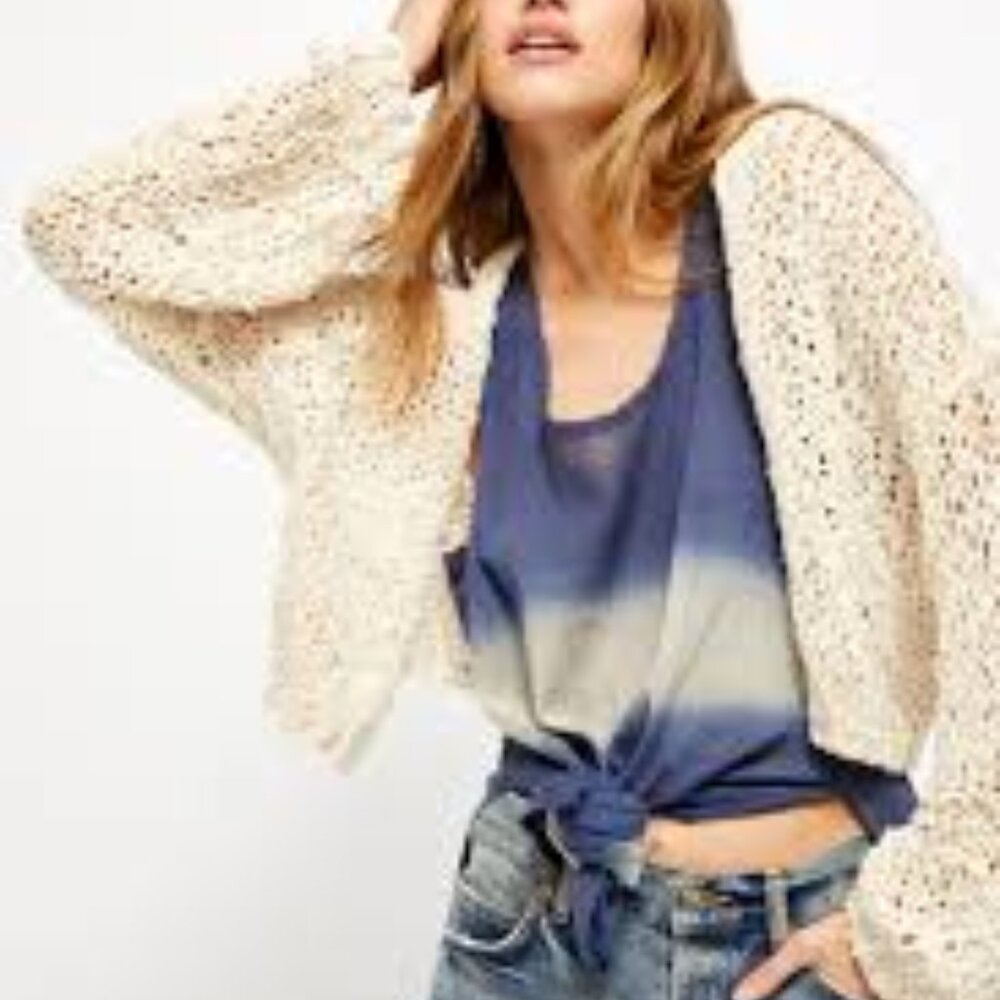 Free People Daiquiri Open Knit Sweater Cardi Ivory Size Medium